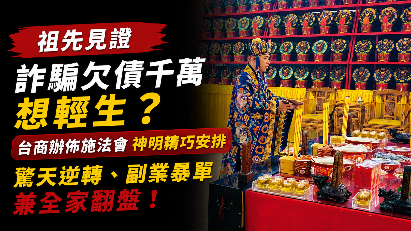 【祖先見證】虛擬貨幣詐騙欠債千萬想輕生？台商來丞皇辦佈施法會，神明精巧安排驚天逆轉、副業暴單兼全家翻盤！